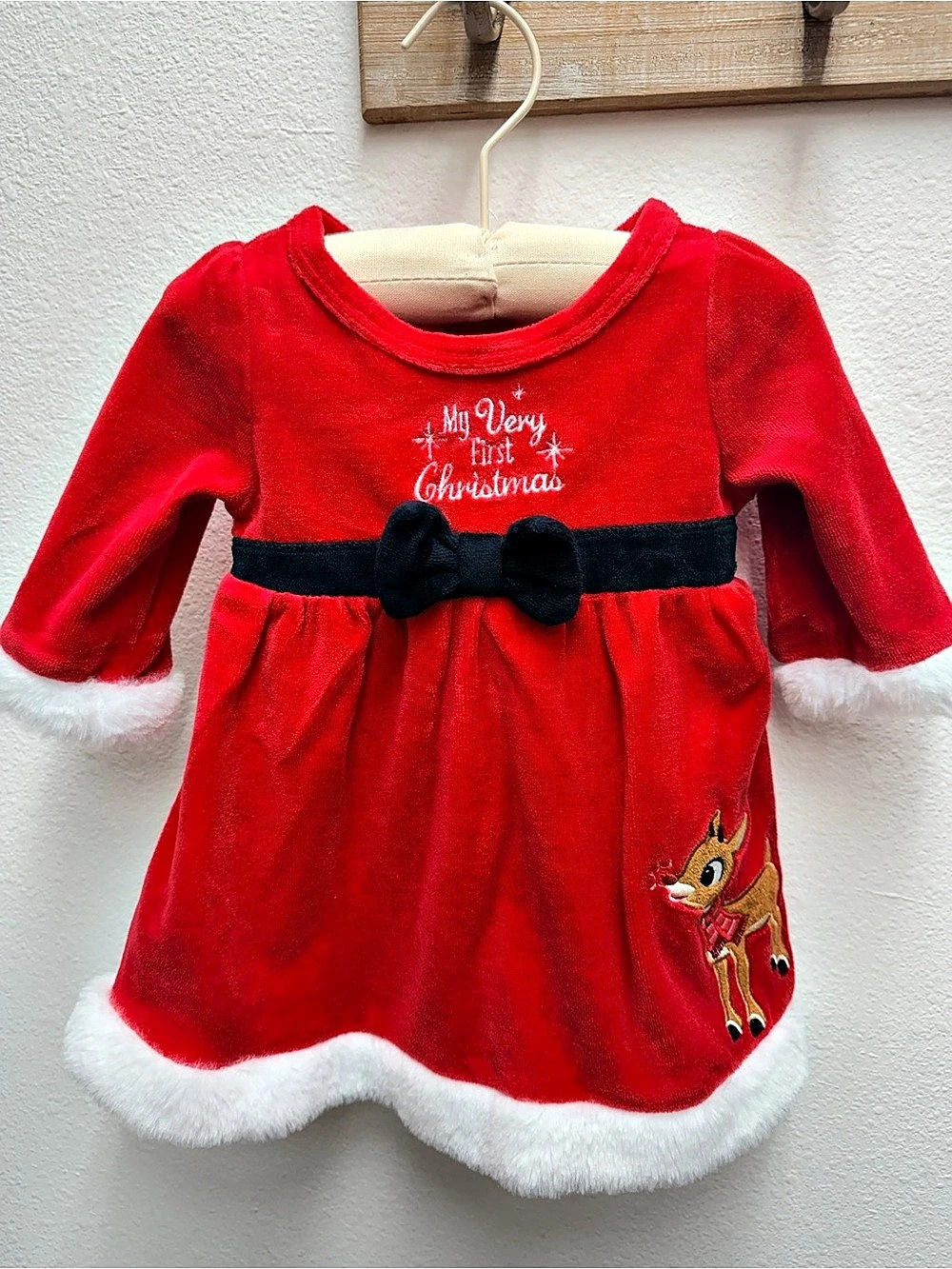 Rudolph My Very First Christmas Rudolph Dress Baby 9M Red Christmas Dress